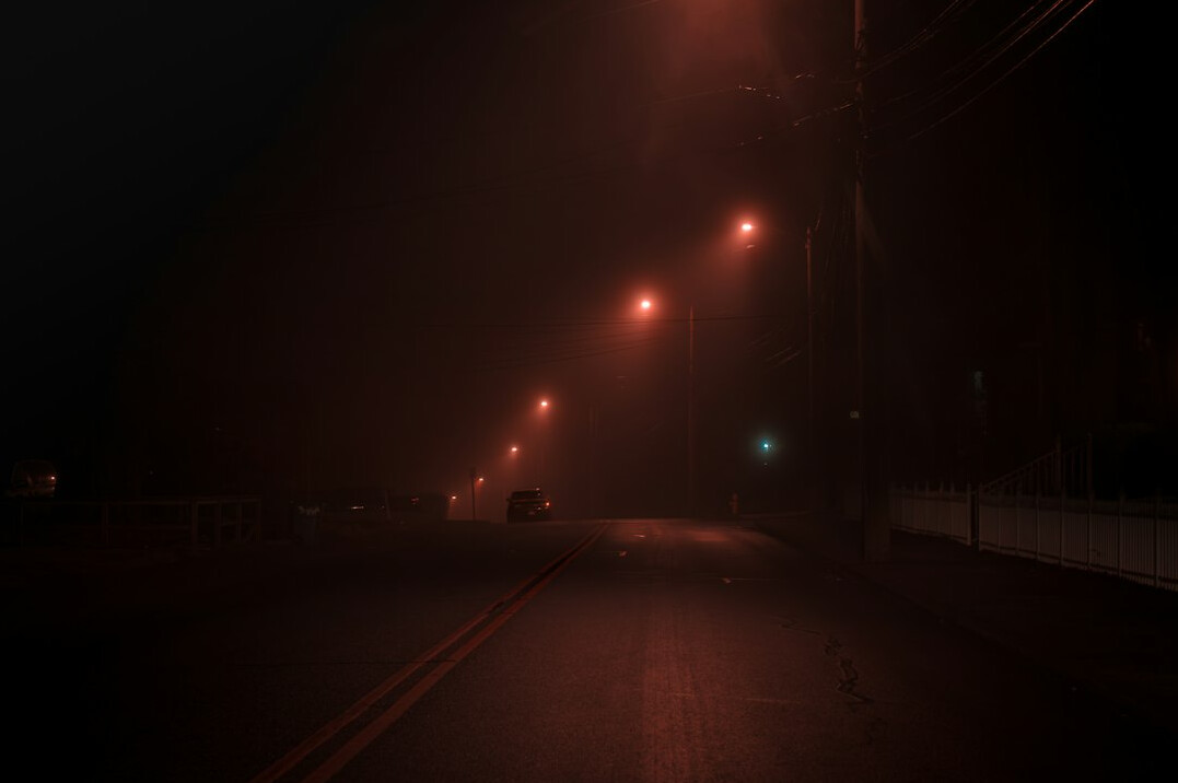 foggy night street